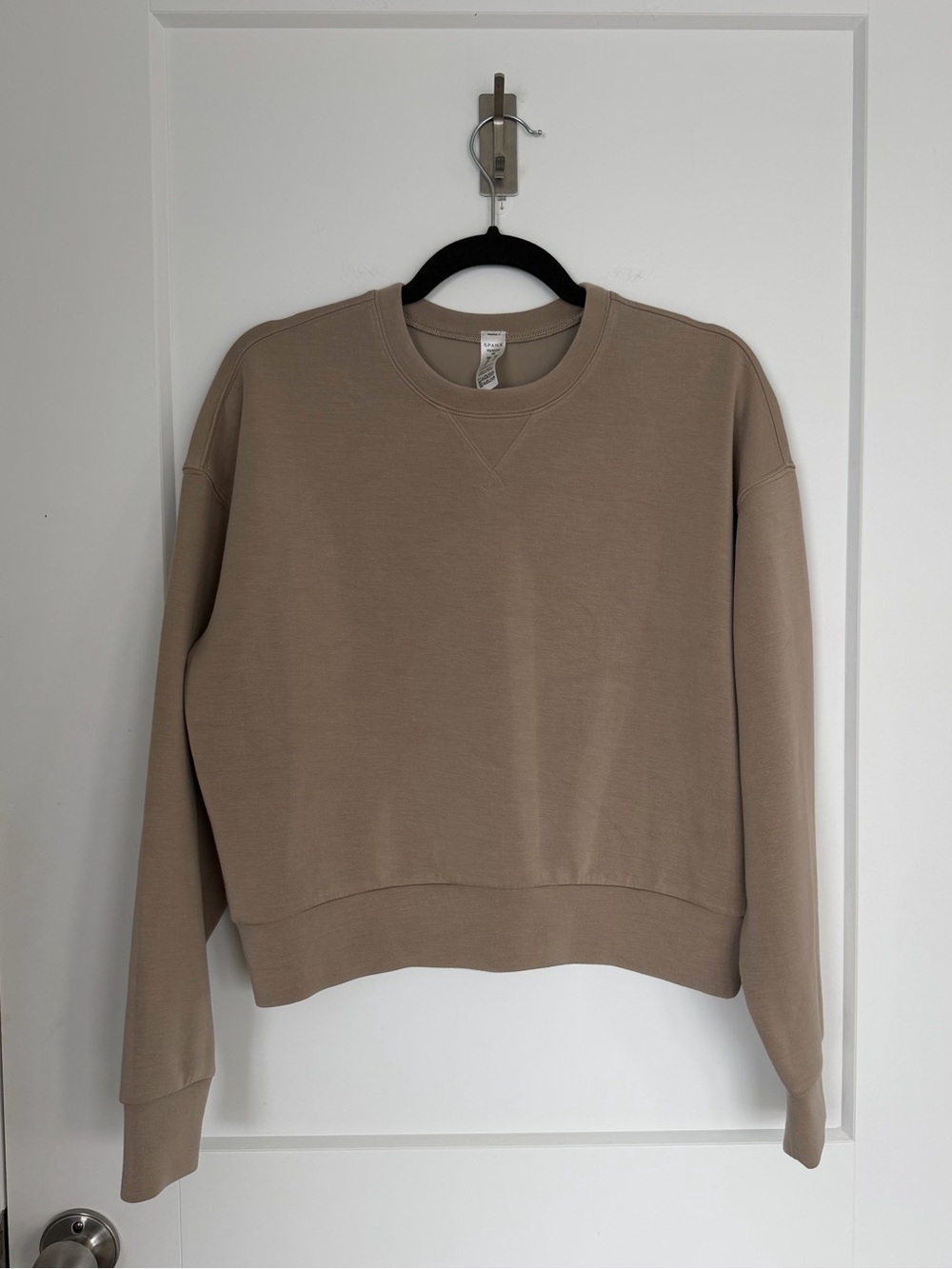 SPANX AirEssentials Pleated-Back Crewneck Sweatshirt in Powder XS